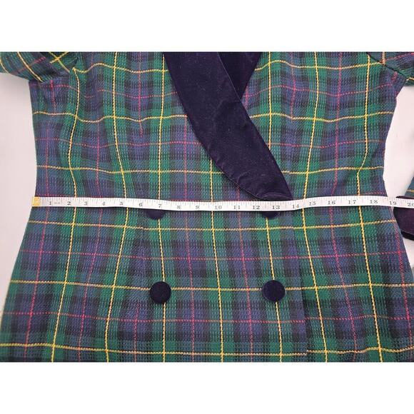 Vtg 80s/90s John Roberts Women's 12 Double Breasted Tartan Trench Midi Dress NOS - Picture 8 of 10